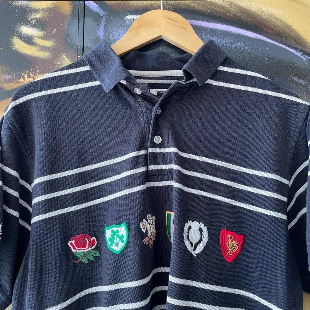 6 Nations Rugby Badges Stripe Polo Tee