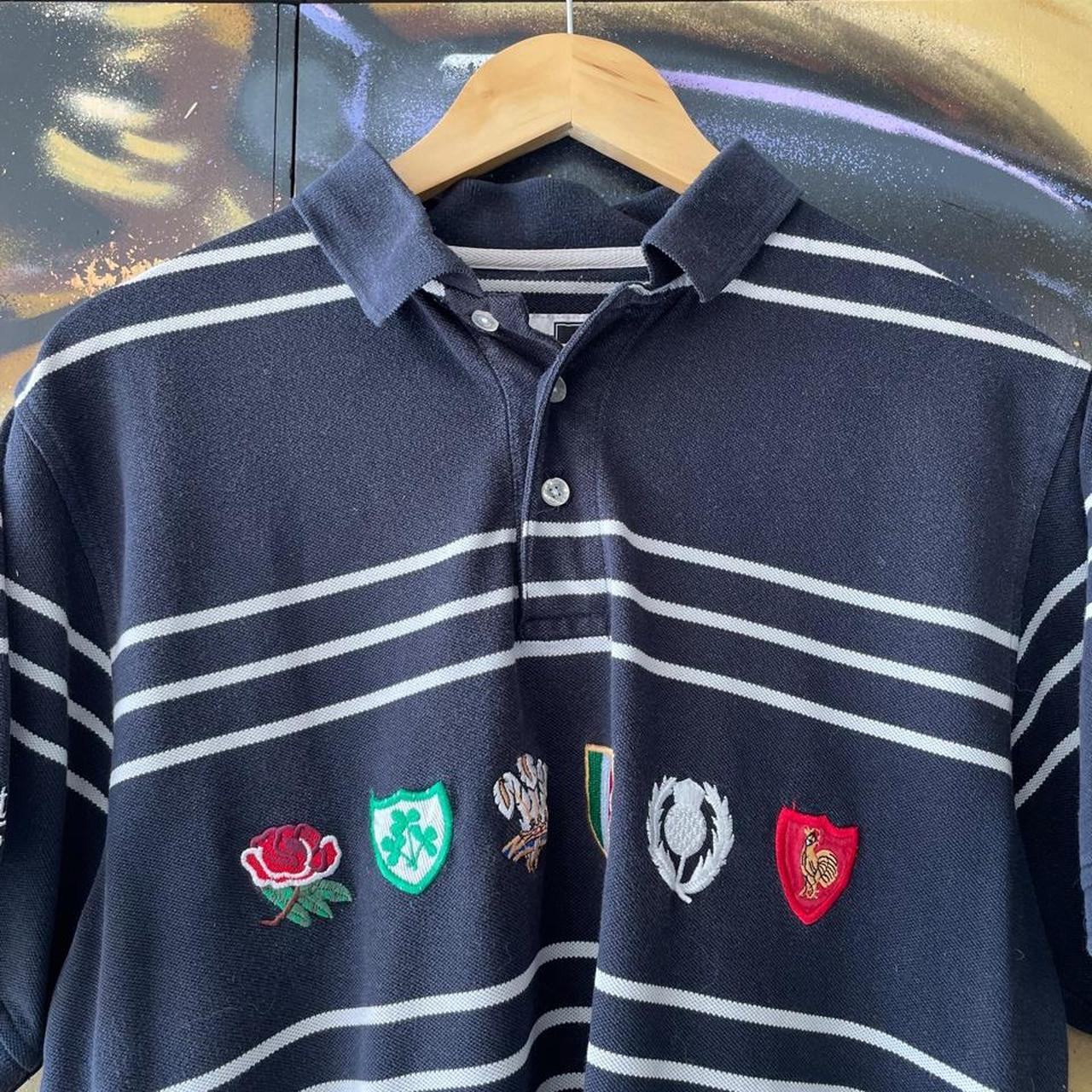 6 Nations Rugby Badges Stripe Polo Tee