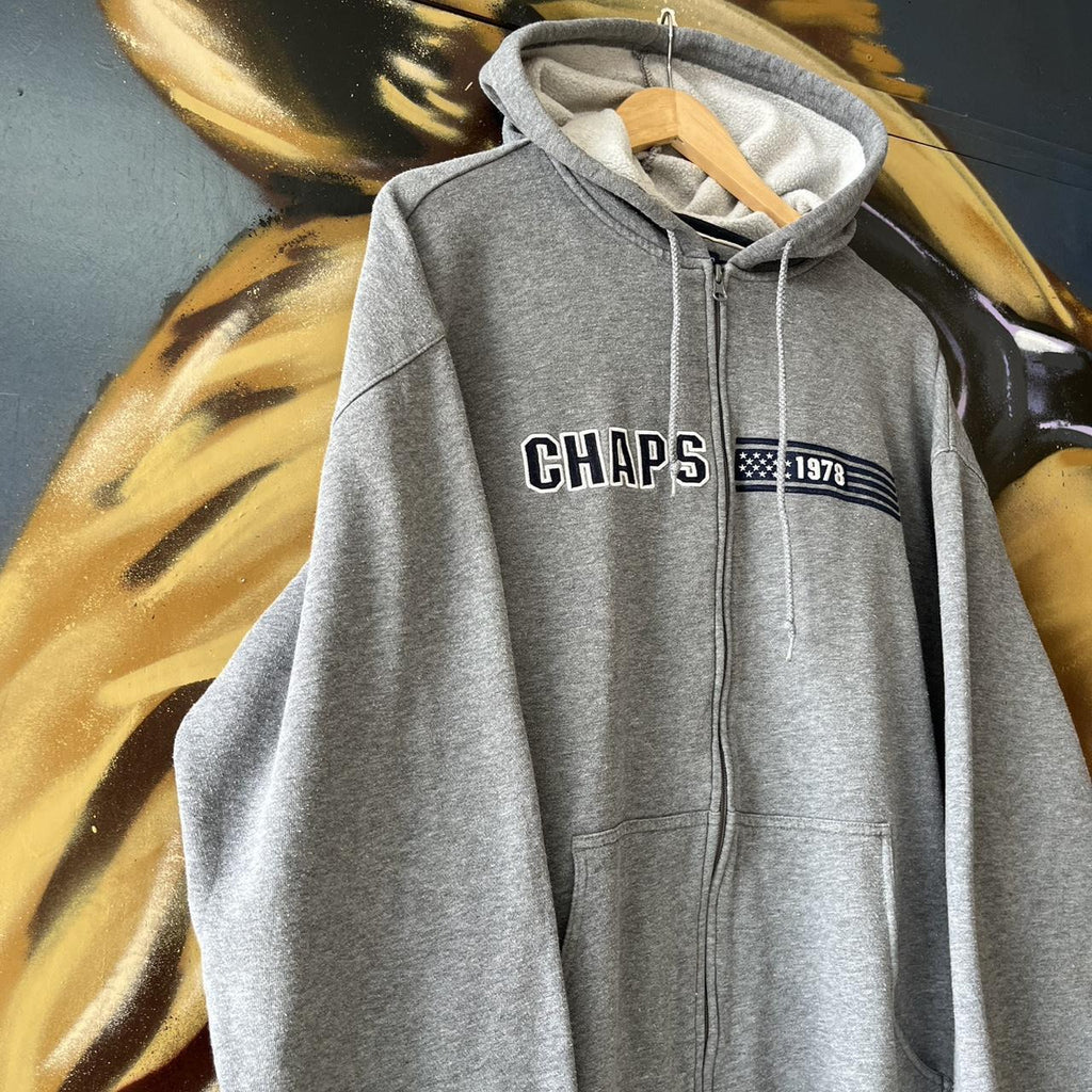 Chaps Full Zip Embroidered Logo Spellout Hoodie