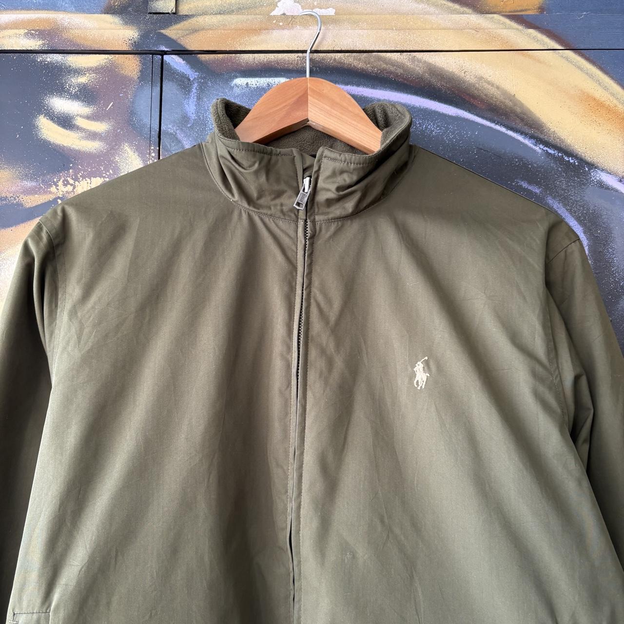 Vintage Ralph Lauren Jacket Mens Medium Army Green Harrington Preppy Pony Logo Collared Full Zip Up Top Y2K 90s