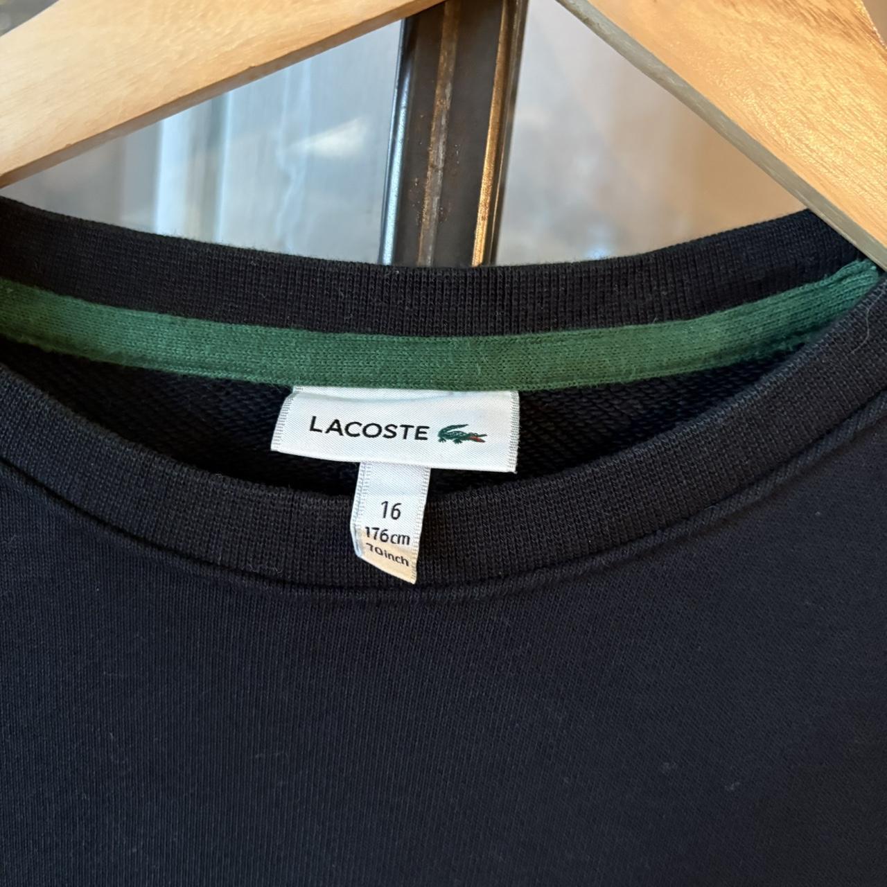 SWT398 - Vintage Retro Essential Black Lacoste Crewneck Jumper Sweatshirt with big spellout print logo #90s #preppy #essential #lacoste #y2k