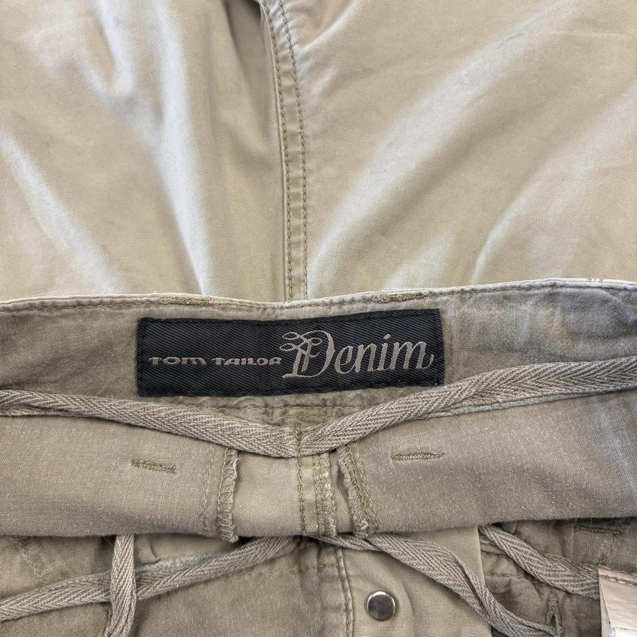 Vintage Tom Taylor Denim Jorts Mens 28” Beige Utility Cargo Shorts Multi Pockets Baggy Wide Leg Skate Surf Hip Hop 00s Y2K