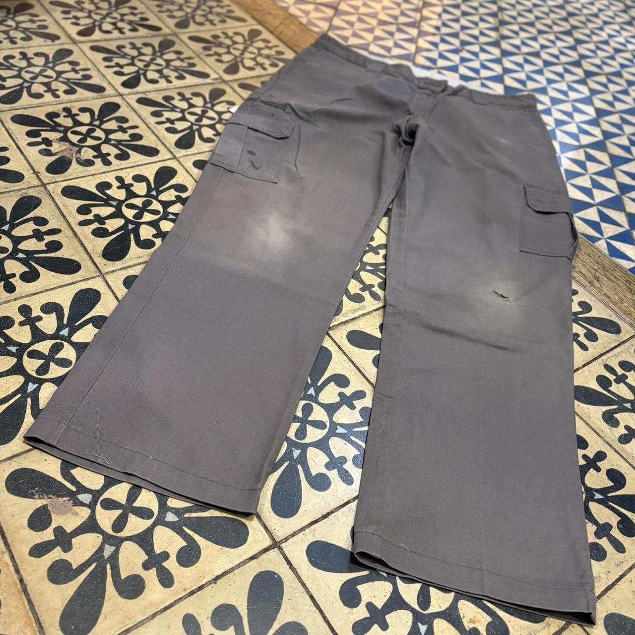 BR1209JI-F - Vintage retro essential Grey Dickies Straight Leg Cargo Trousers pants casual workwear #skater #utility #workwear #carpenter #dickies