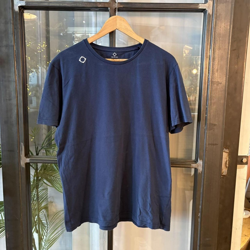 TEE464F - Vintage Retro Essential Navy MA.Strum Plain Top Tee T-shirt #90s #ma.strum #top #essential #basic