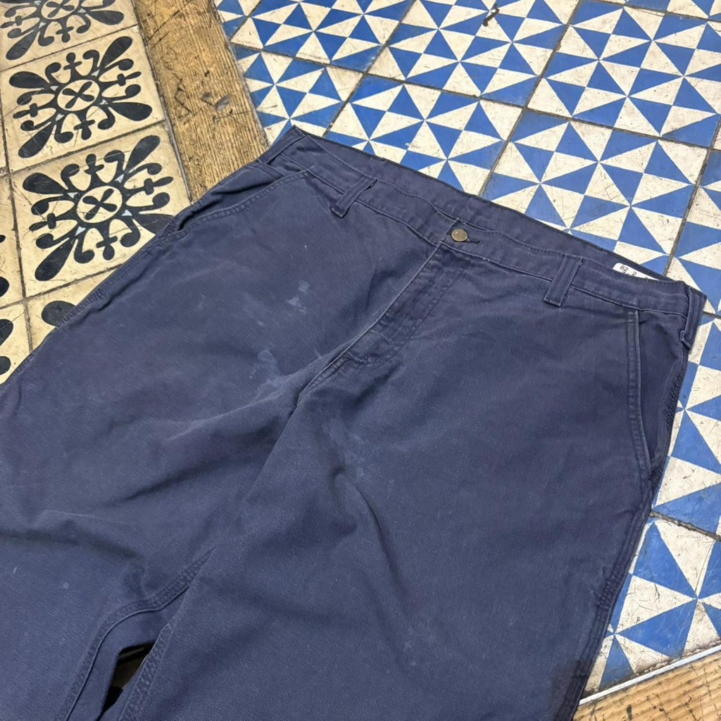 TRW475F-P - Vintage retro essential Navy Carhartt Carpenter Cropped Trousers pants casual workwear #skater #utility #workwear #carpenter #carhartt
