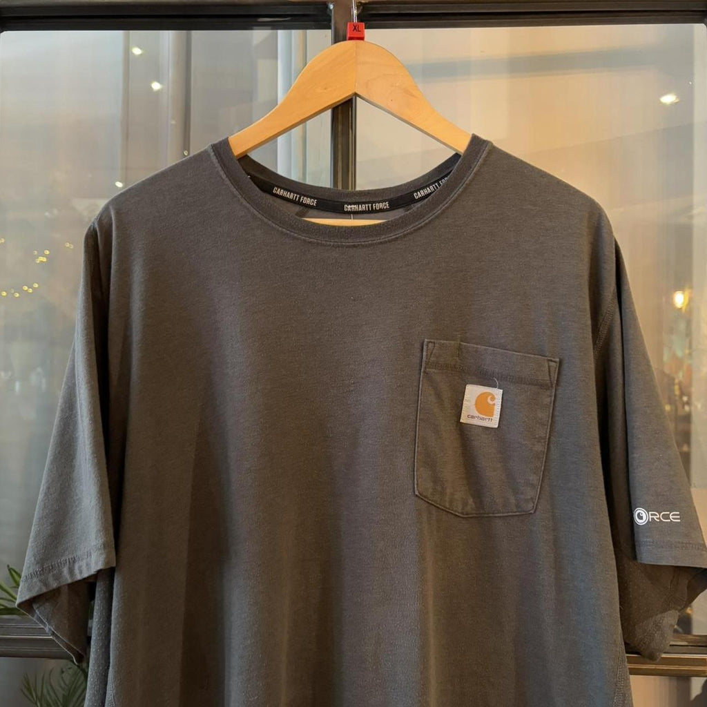 BR2804DK-P - Vintage Retro Essential Grey Carhartt Pocket Top Tee T-shirt with embroidered patch logo #skater #workwear #carhartt #y2k #graphic