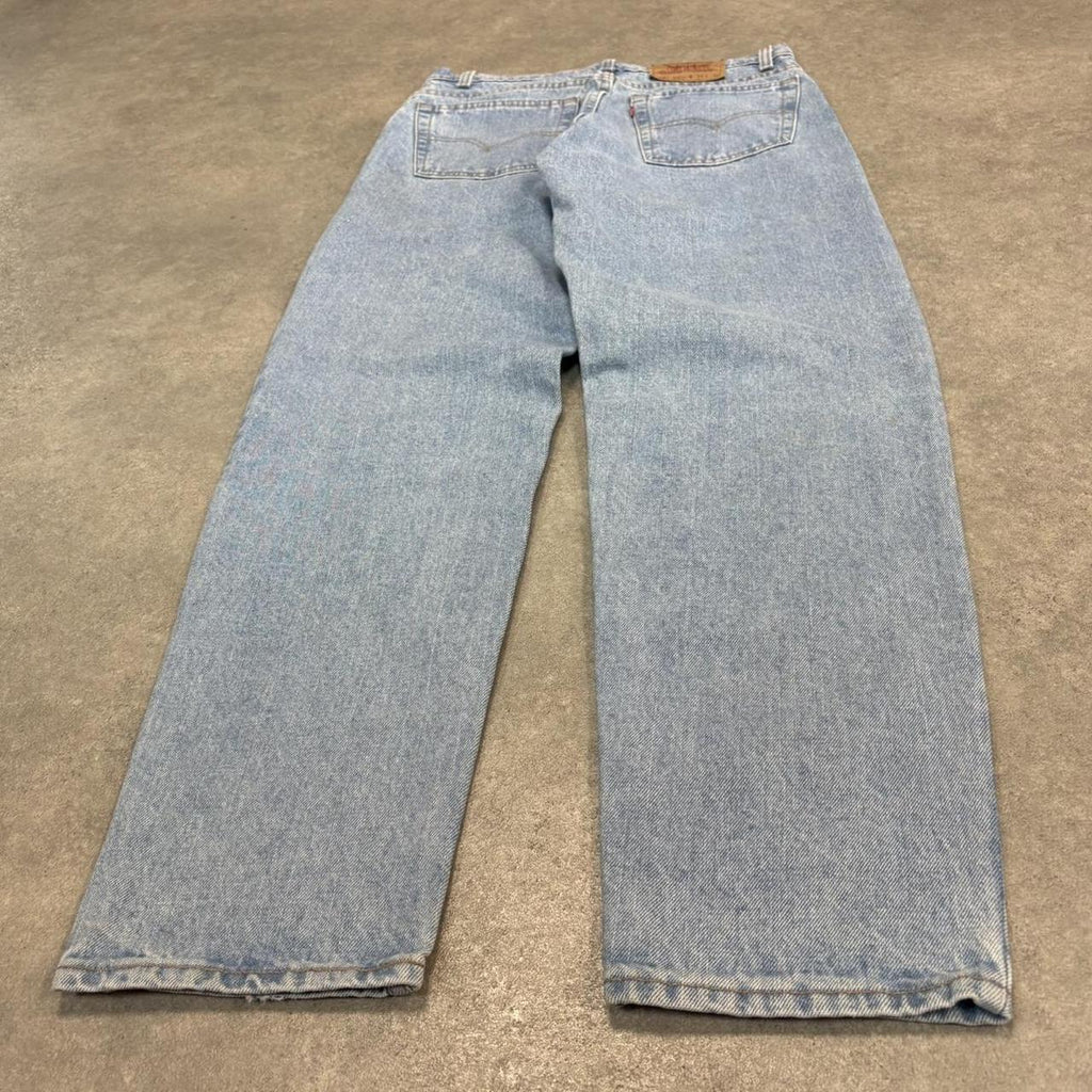 Vintage Levis 550 Jeans Mens 33x32 Denim Blue Light Wash Trouser Relaxed Taper Western Cowboy USA
