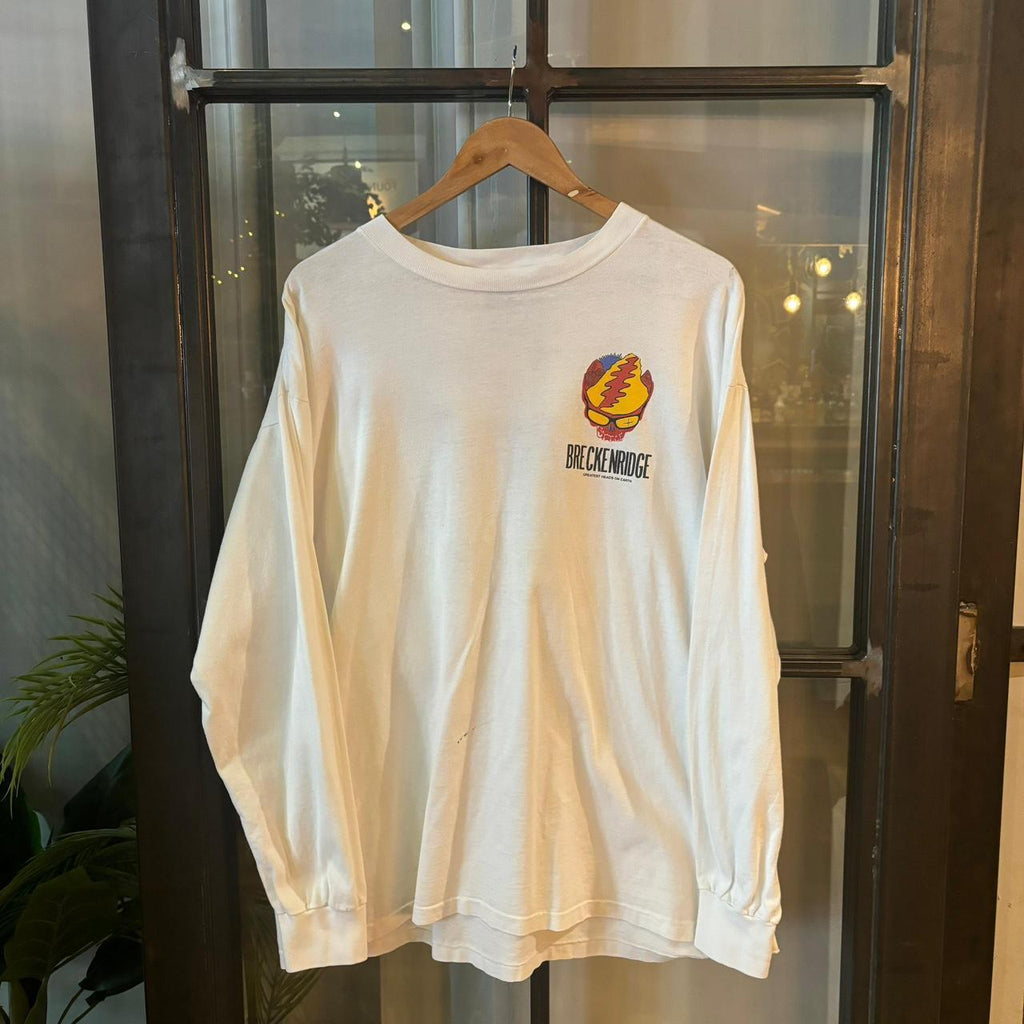 TEE405P - Vintage Retro Essential Beckenridge Grateful Dead White Longsleeve Graphic Print Top Tee T-shirt #90s #graphic #gratefuldead #skulls #longsleeve