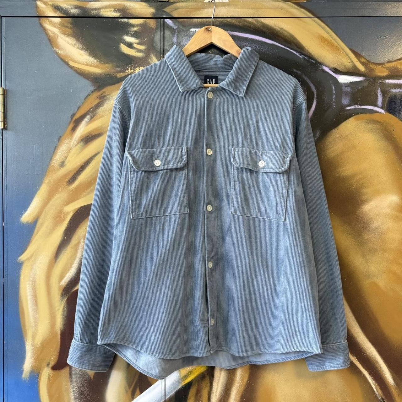 Vintage GAP Shirt Mens Large Pastel Blue Jumbo Cord Corduroy OverShirt Oi Polloi Shacket Top 90s Y2K