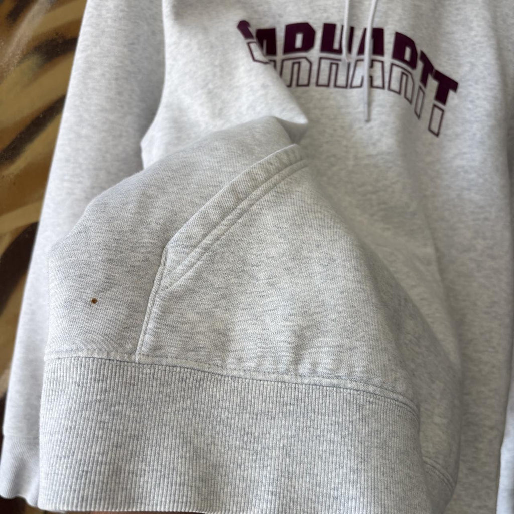 Carhartt WIP Hoodie Mens Medium Grey District Logo Graphic Print Sweatshirt Pullover Jumper Top 90s Y2K 00s