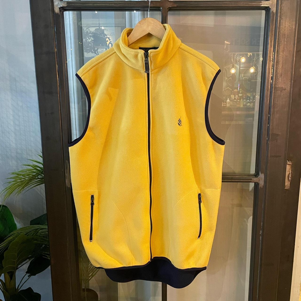 0225A49BR - Vintage retro essential Nautica Yellow full zip up outdoor gilet sleeveless fleece jacket #nautica #outdoor #hilet #hike #gorpcore