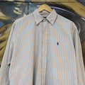 BR1912YN-P - Vintage Ralph Lauren Blue and Orange Check Longsleeve collared button up polo shirt top #Y2K #preppy #chiefkeef #smartcasual #oldmoney