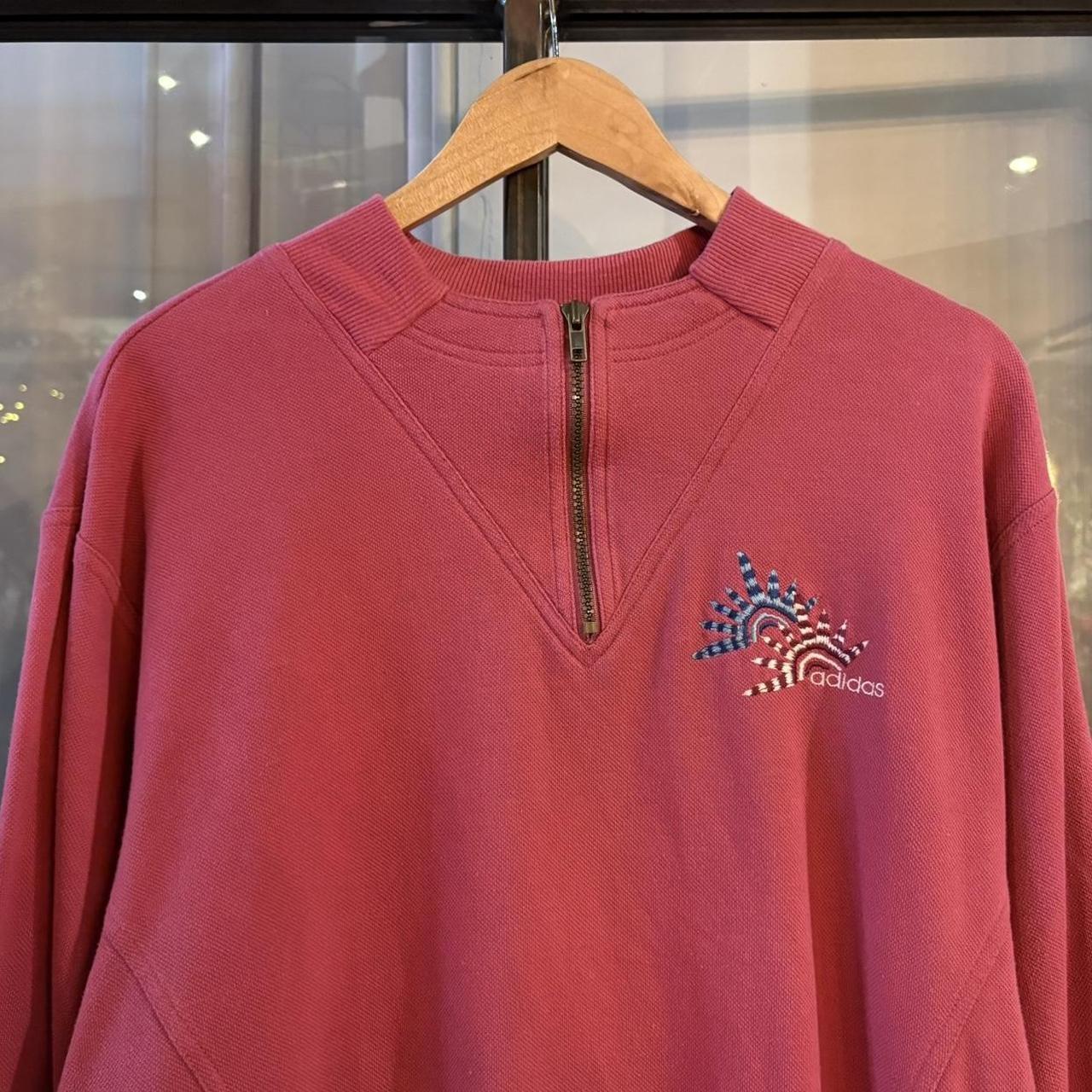 MA0406FI-P - Vintage Retro Essential Pink Adidas 1/4 Zip Fleece Jumper Sweatshirt with embroidered logo #90s #sportswear #essential #y2k #adidas
