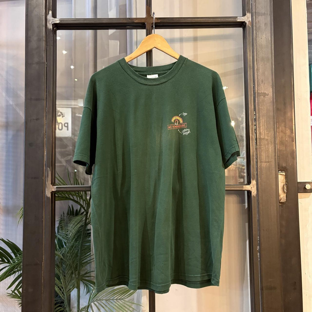 Vintage John Smith’s Beer T shirt Mens XL Green Promo No Nonsense Slogan Graphic Print Tee Top 90s Y2K 00s