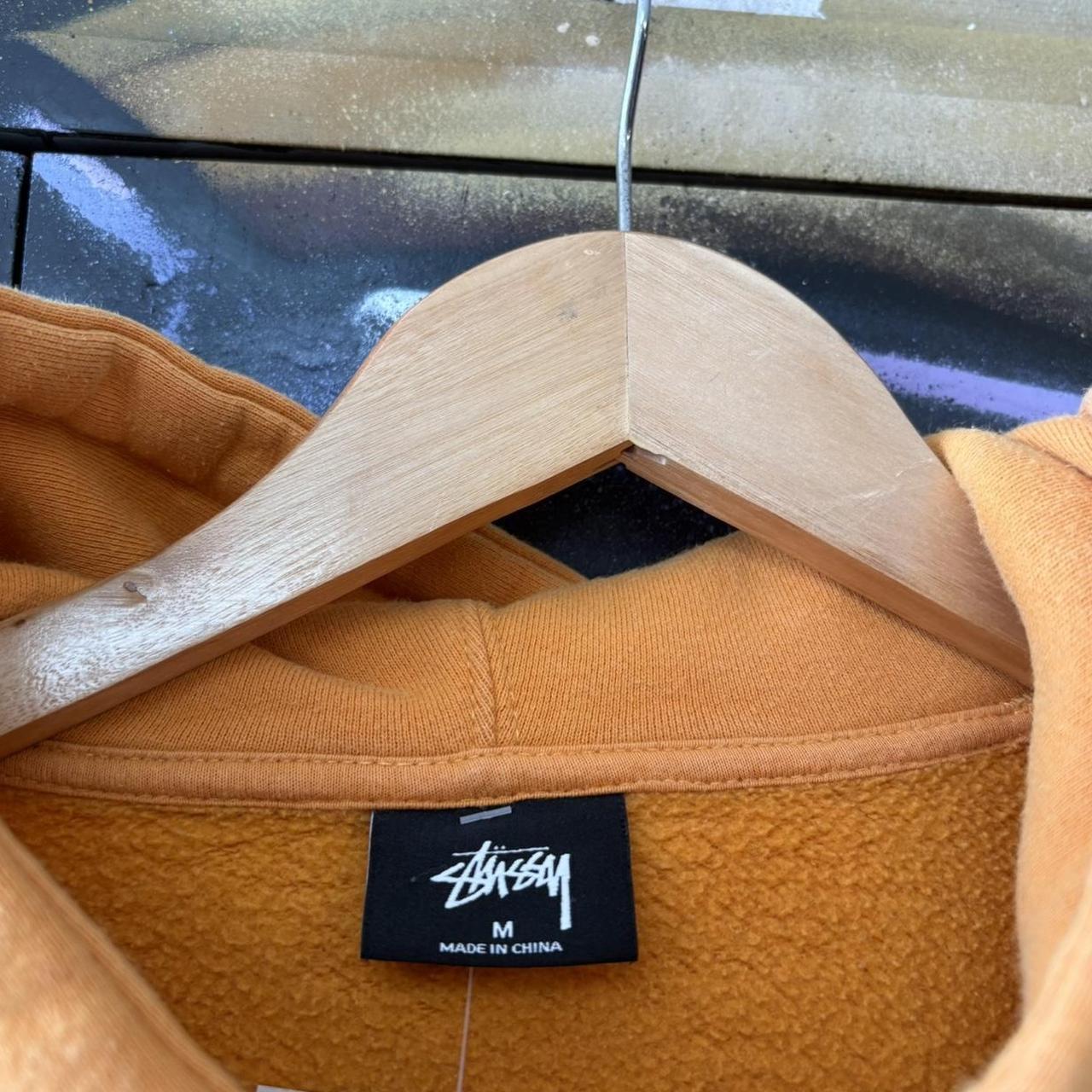 Stüssy Hoodie Mens Medium Pastel Orange Script Logo Sweatshirt Jumper Top Streetwear Skate 90s Y2K
