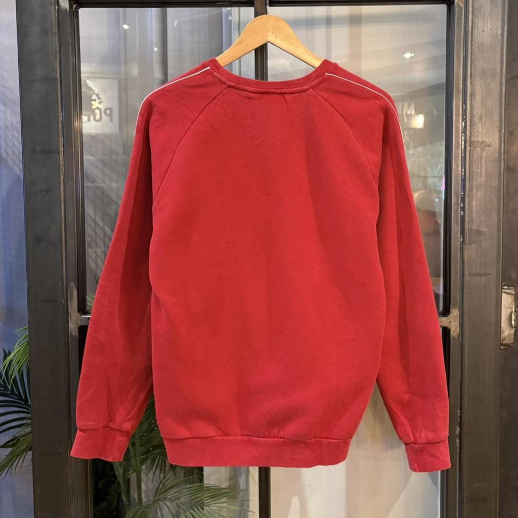 MA0406GU-P - Vintage Retro Essential Red Adidas Raglan Jumper Sweatshirt with embroidered logo #90s #sportswear #essential #y2k #adidas