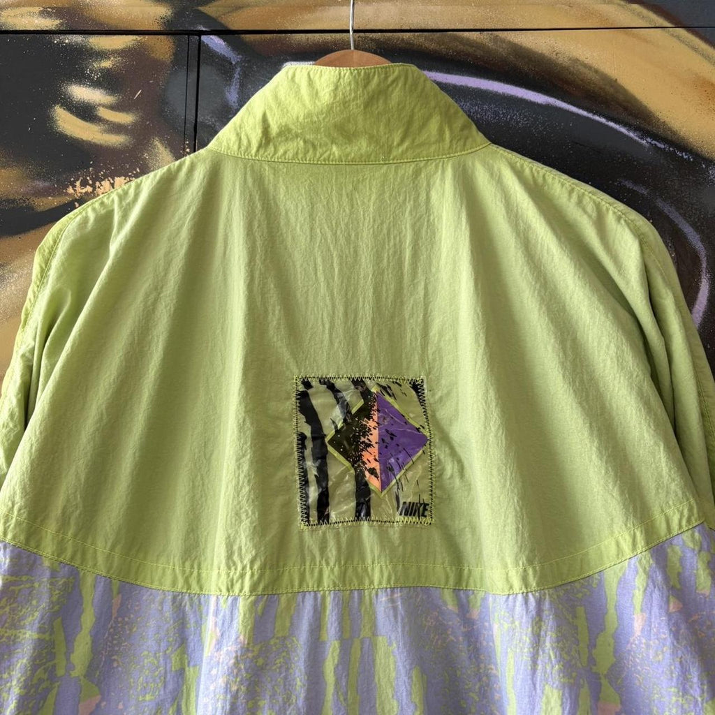Vintage Nike Track Jacket Mens Large Multi Colour Green Purple Festival Funky Crazy Pattern Zip 90s