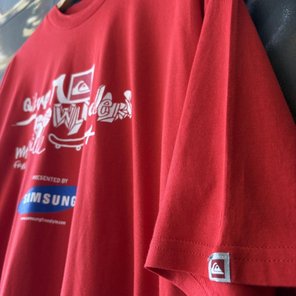 Vintage QuikSilver T Shirt Mens XL Red Graphic Print World Cup Xbox Etnies Skate Surf Tee Top 90s