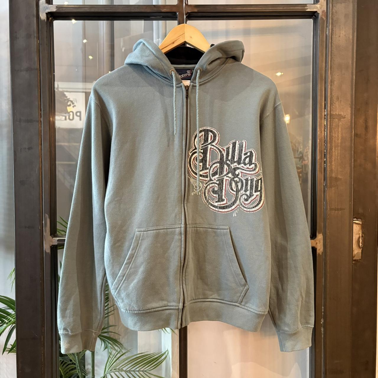 Vintage BillaBong Jumper Blue Mens XS Big Spellout Graffiti Surf Skate Full Zip Up Hoodie 90s Y2K