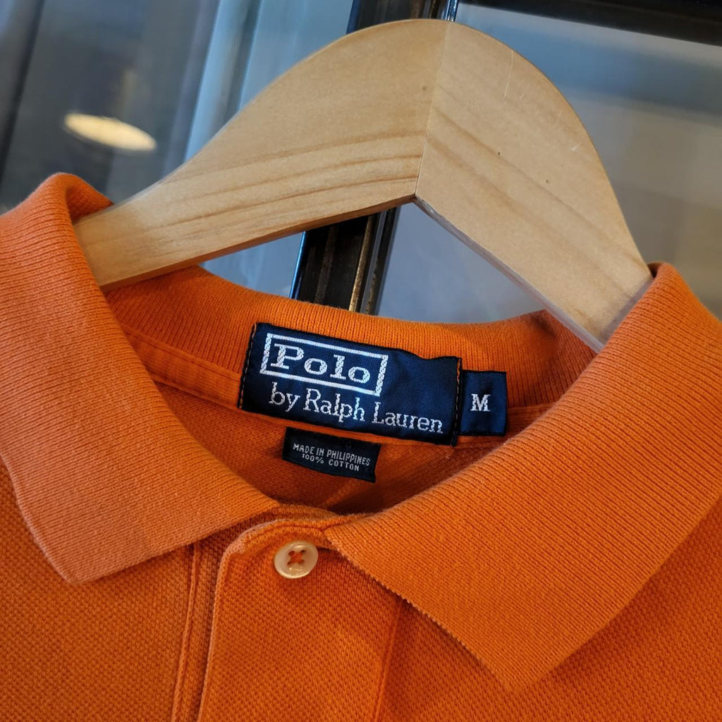 POL174 - Vintage Ralph Lauren Orange Polo Shirt Short Sleeve collared button up top #Y2K #preppy #chiefkeef #golf #oldmoney
