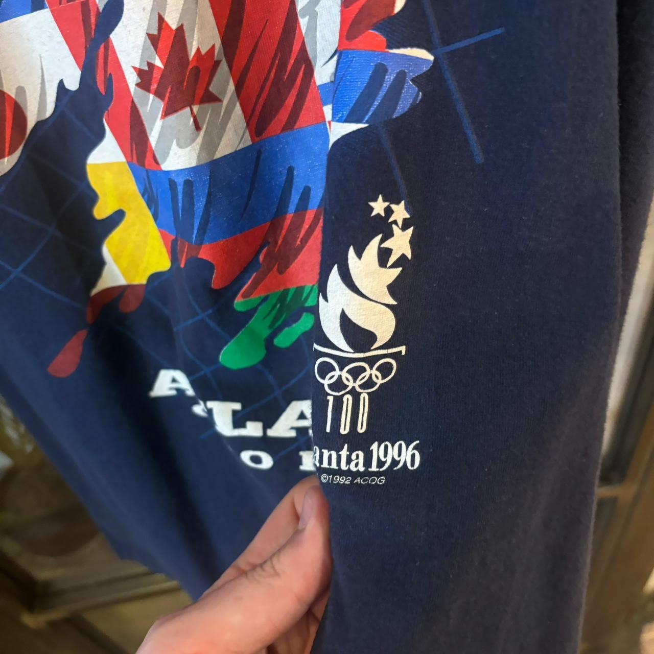 TEE408P - Vintage Retro Essential Navy Atlanta 1996 Georgea Olympics Graphic Print Single Stitch Top Tee T-shirt #90s #graphic #olympics #atlanta1996 #singlestitch