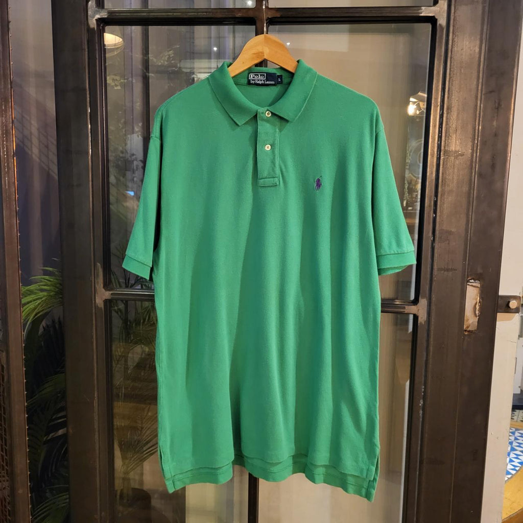 POL146P - Vintage Ralph Lauren Green Polo Shirt Short Sleeve collared button up top #Y2K #preppy #chiefkeef #golf
