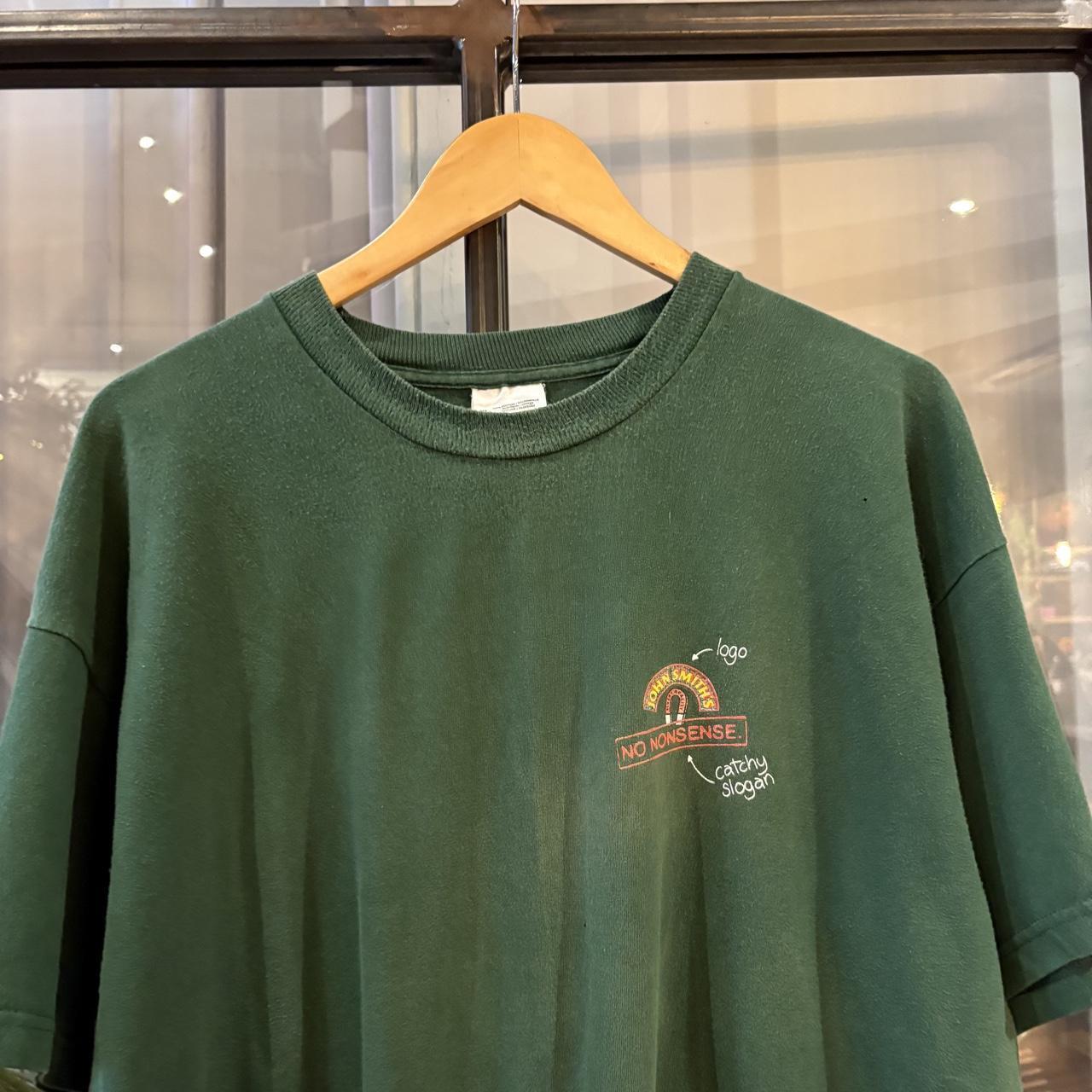 Vintage John Smith’s Beer T shirt Mens XL Green Promo No Nonsense Slogan Graphic Print Tee Top 90s Y2K 00s