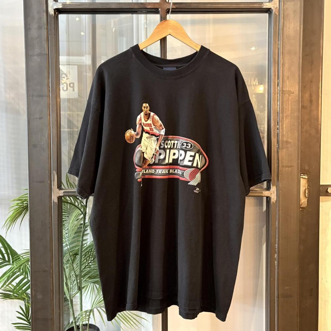 Vintage Scottie Pippen Portland Trail Blazers T-Shirt Mens XXL Black NBA Pro Player Tee 90s Y2K