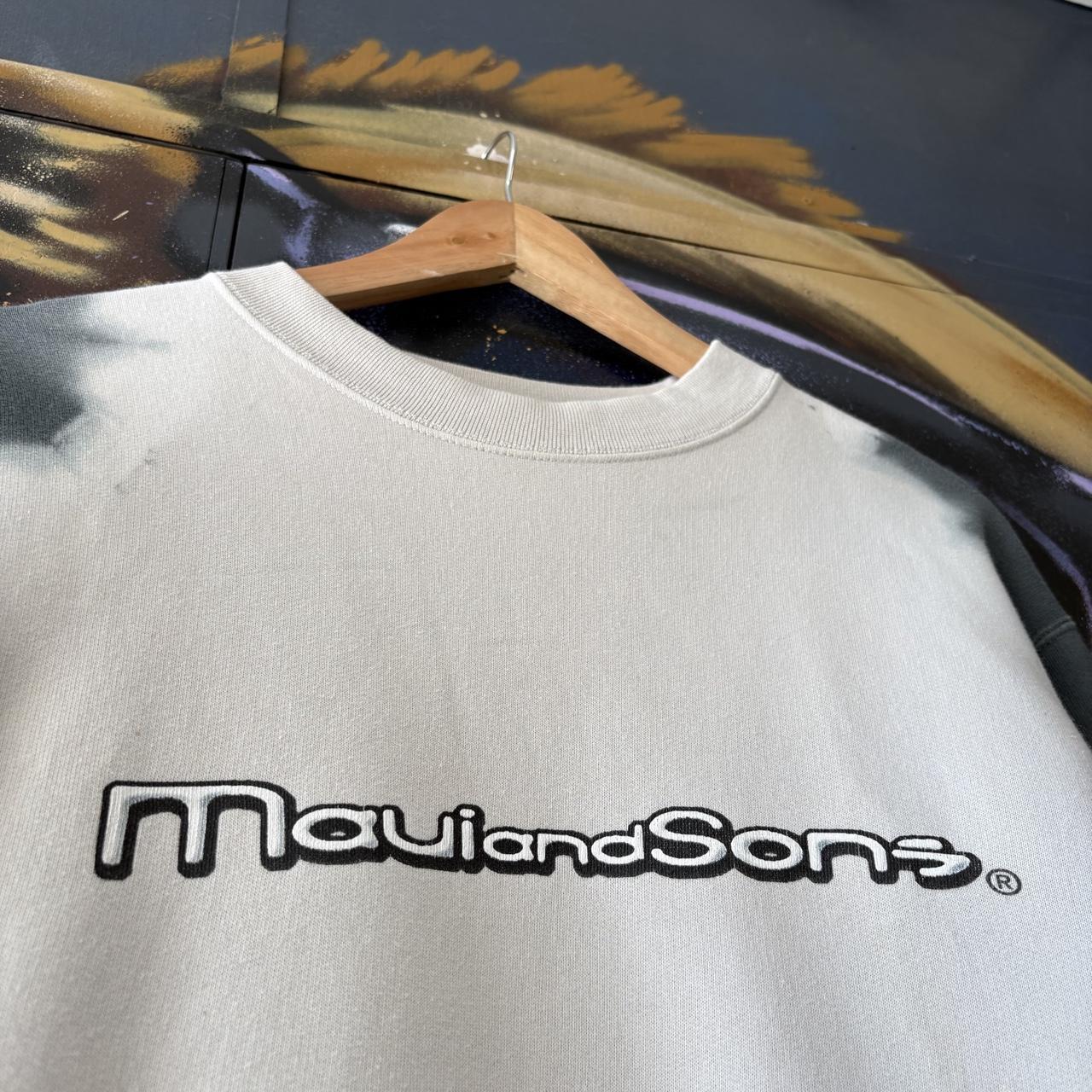 Vintage Maui & Sons Sweatshirt Mens Medium Cream Blue Tie Dye Jumper Top 90s Y2K 00s