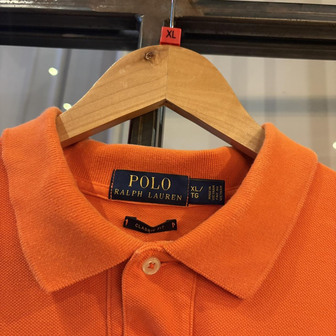 BR1912AG-F - Vintage Retro Ralph Lauren Plain Orange Polo Shirt Short Sleeve collared button up top  #Y2K #preppy #chiefkeef #oldmoney #ralphlauren
