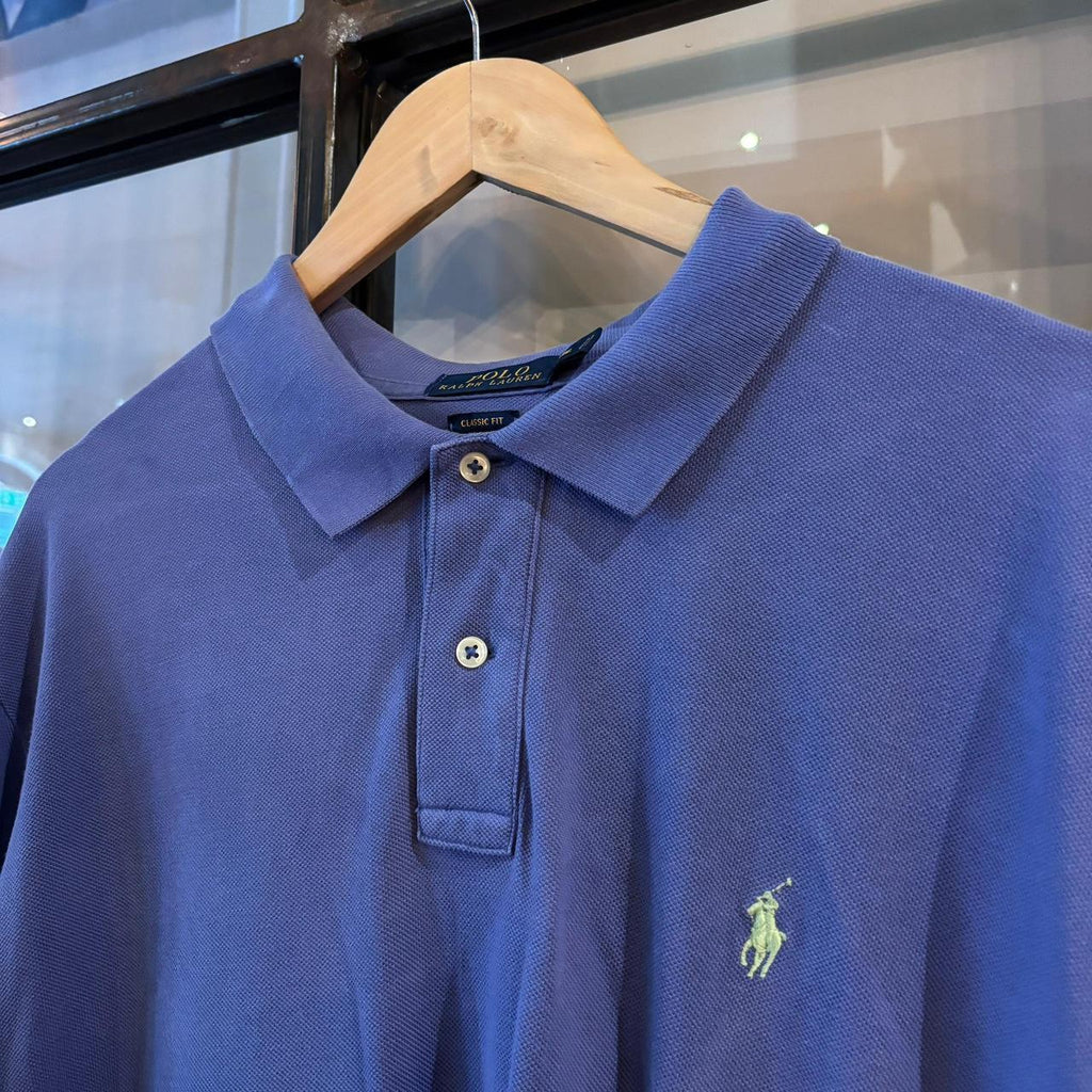 POL487F - Vintage Retro Ralph Lauren Plain Purple Polo Shirt Short Sleeve collared button up top  #Y2K #preppy #chiefkeef #oldmoney #ralphlauren
