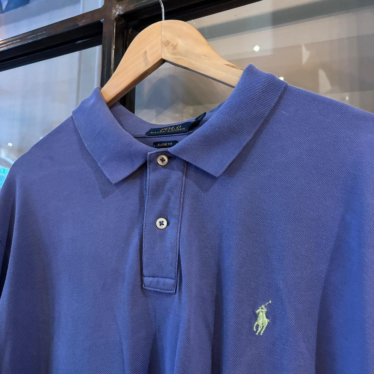 POL487F - Vintage Retro Ralph Lauren Plain Purple Polo Shirt Short Sleeve collared button up top  #Y2K #preppy #chiefkeef #oldmoney #ralphlauren