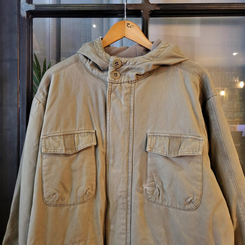 WCJ20 - Vintage Retro O'Neill Essential Paddded Parka Coat 1/4 quarter zip Full zip up Hooded Long Coat Jacket