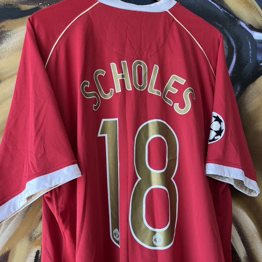 Manchester United 2006/2007 Home Paul Scholes Football Jersey Champions League Authentic