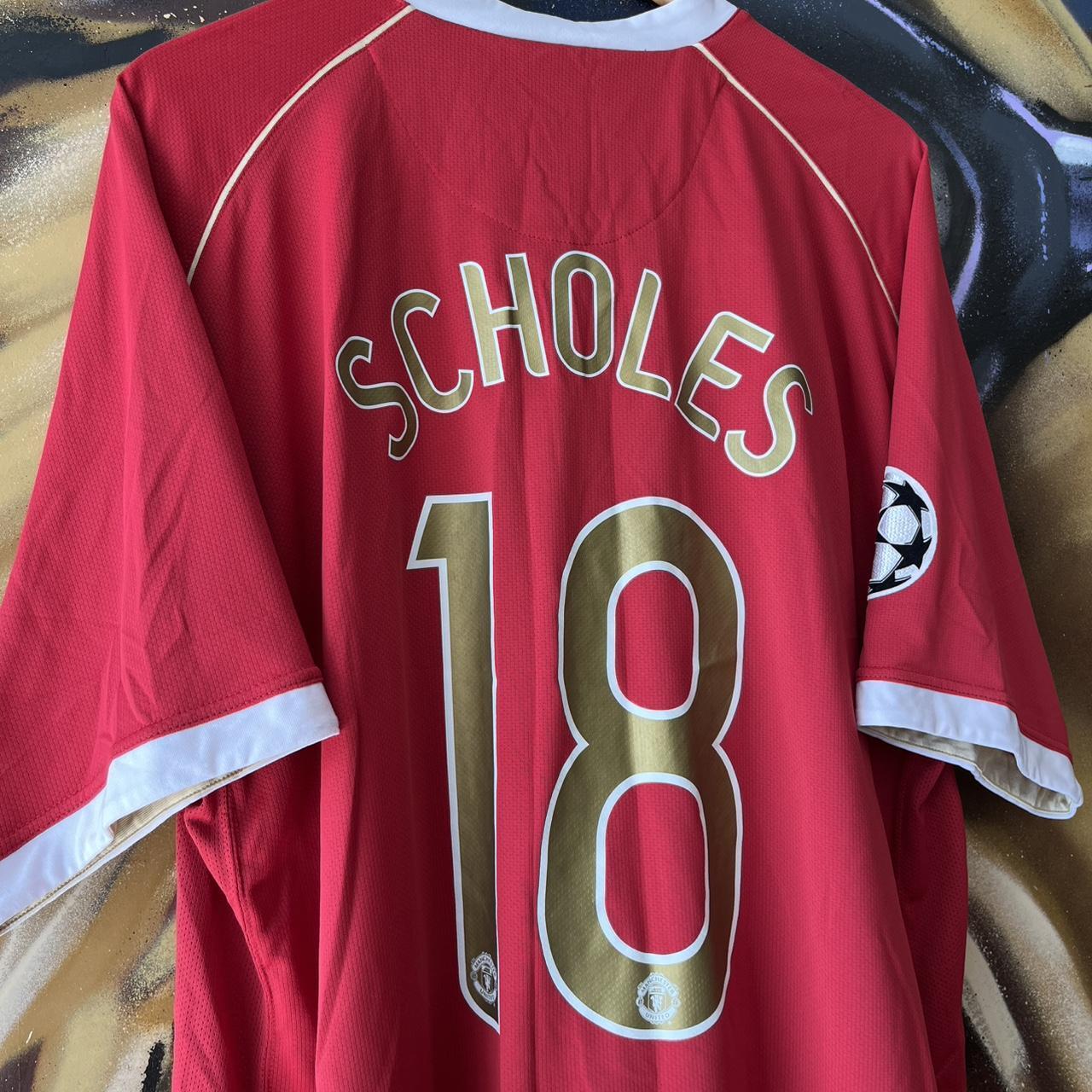 Manchester United 2006/2007 Home Paul Scholes Football Jersey Champions League Authentic