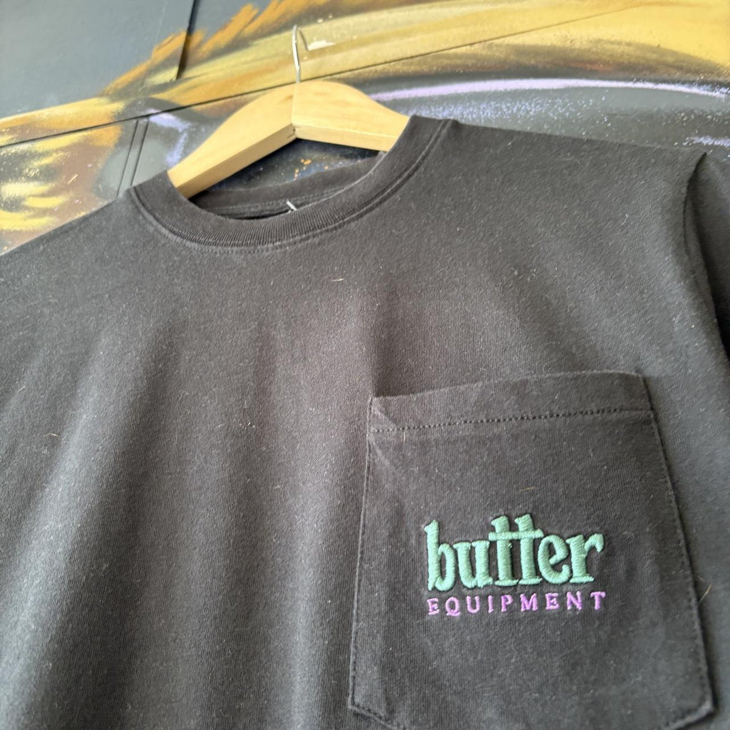 Butter Goods T shirt Mens Small Black Pocket Equipment Embroidered Skate Organic Cotton Tee Top