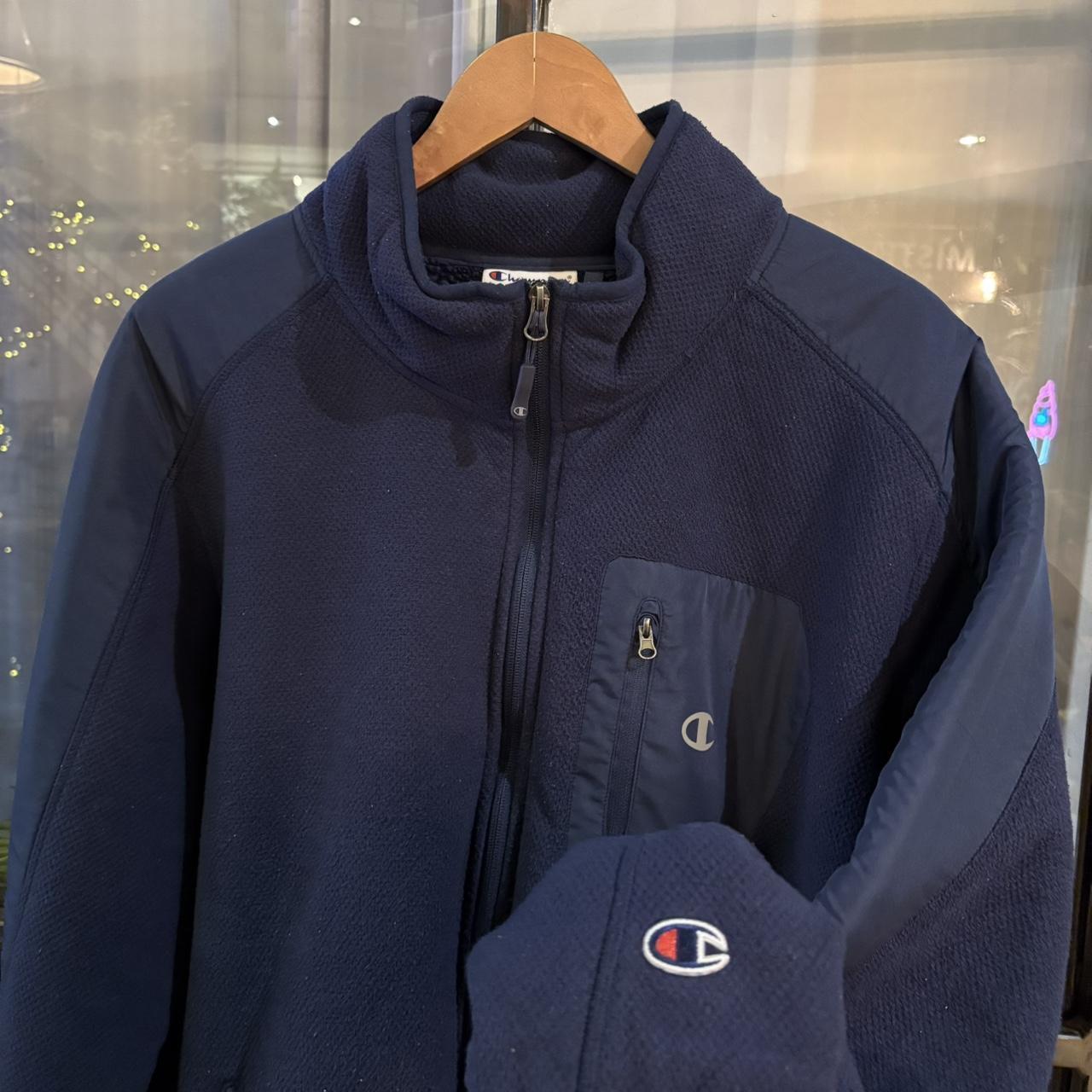0225D79F - Vintage retro essential Navy Champion full zip up outdoor sweatshirt fleece jacket #pullover #outdoor #expedition #champion #gorpcore