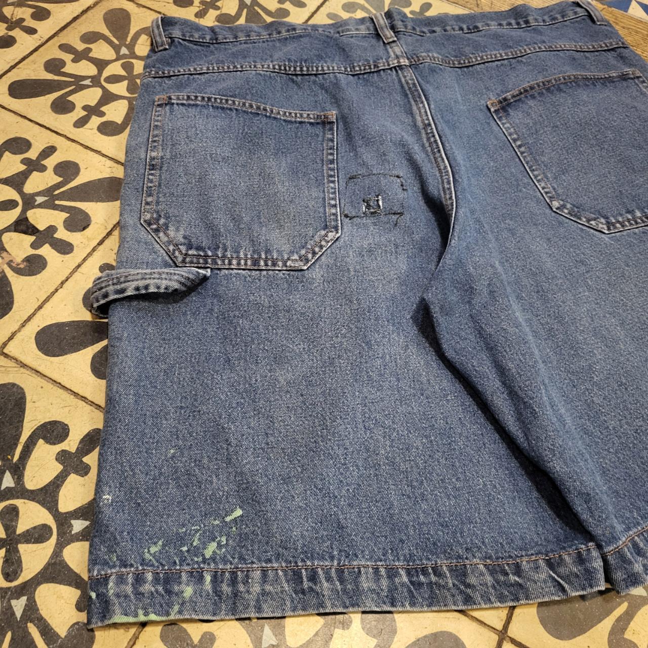 JRT5001 - Vintage Northwest Blue Wash Denim Shorts Jorts with detailed embroidered embroidery graphic carpenter #hiphop #y2k #skater #jorts