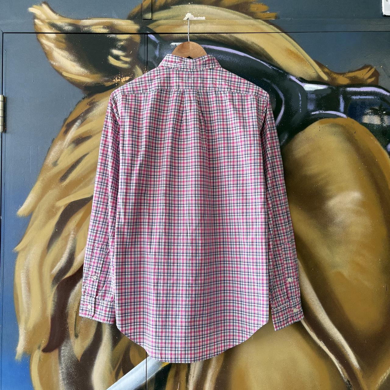Vintage Ralph Lauren Polo Shirt Pink Check Preppy Pony Logo Collared Button Up Top Y2K 90s
