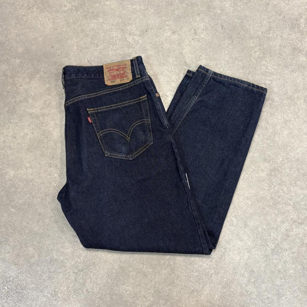 Vintage Dark Blue Wash Levi’s 550 Jeans Mens 36” Relaxed Fit Denim Trousers Skate Western Vintage Y2K 90s