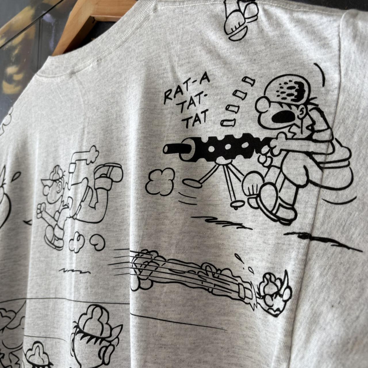 Vintage Universal Studios T Shirt Mens Large Grey AOP Graphic Cartoon Beatle Bailey Tee Top 90s USA