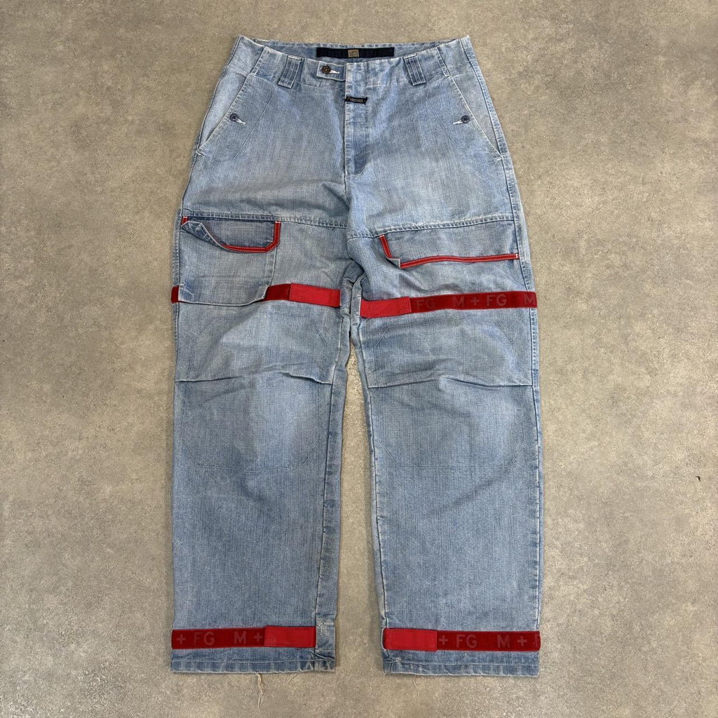 Vintage Marithe Francois Girbaud M+FG Jeans Mens 35x33 Light Blue Denim Wash Loose Baggy Hiphop Skater 90s Y2K