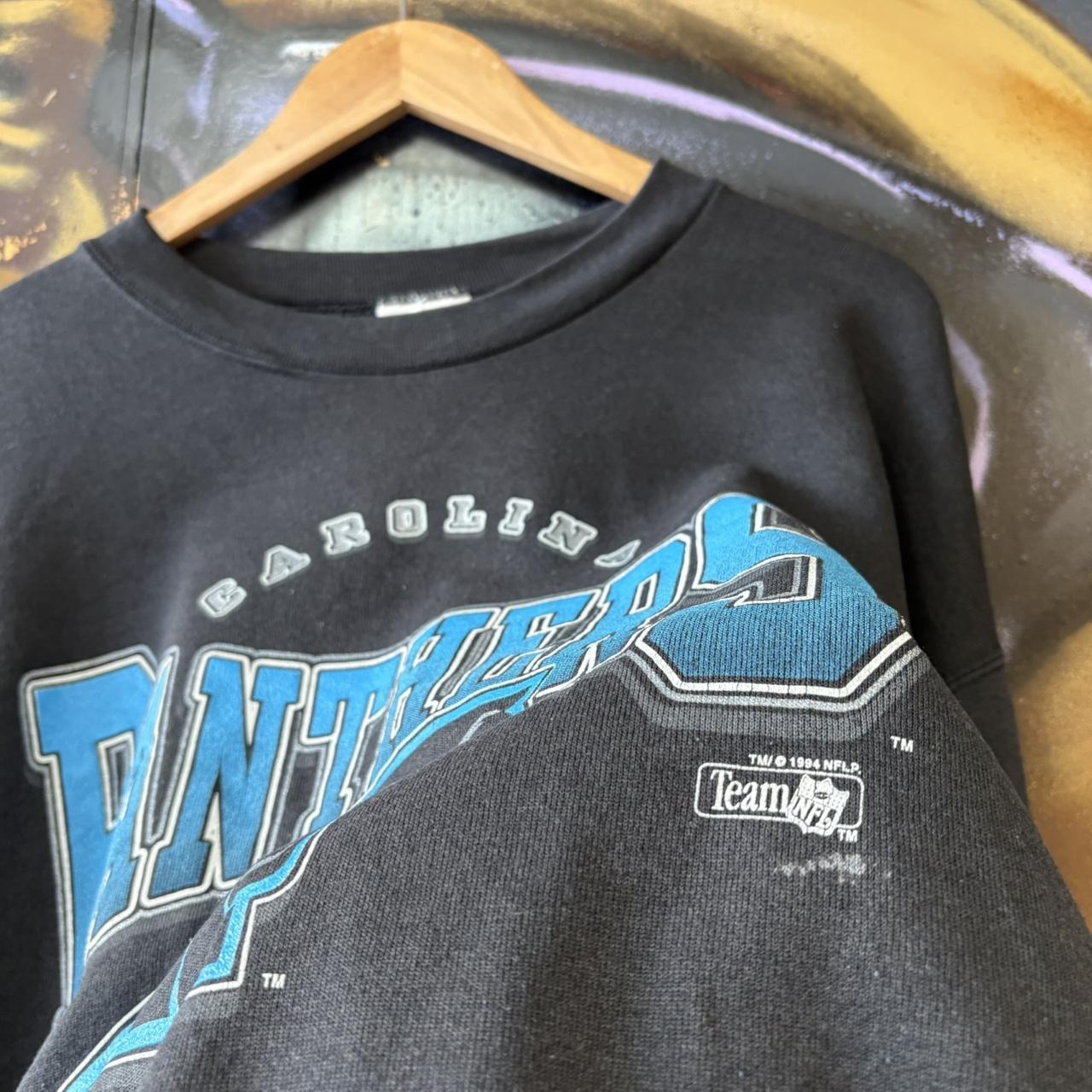 Vintage 1994 Carolina Panthers Sweatshirt Mens XL Black Spellout Logo NFL USA Jumper Top Y2K 90s