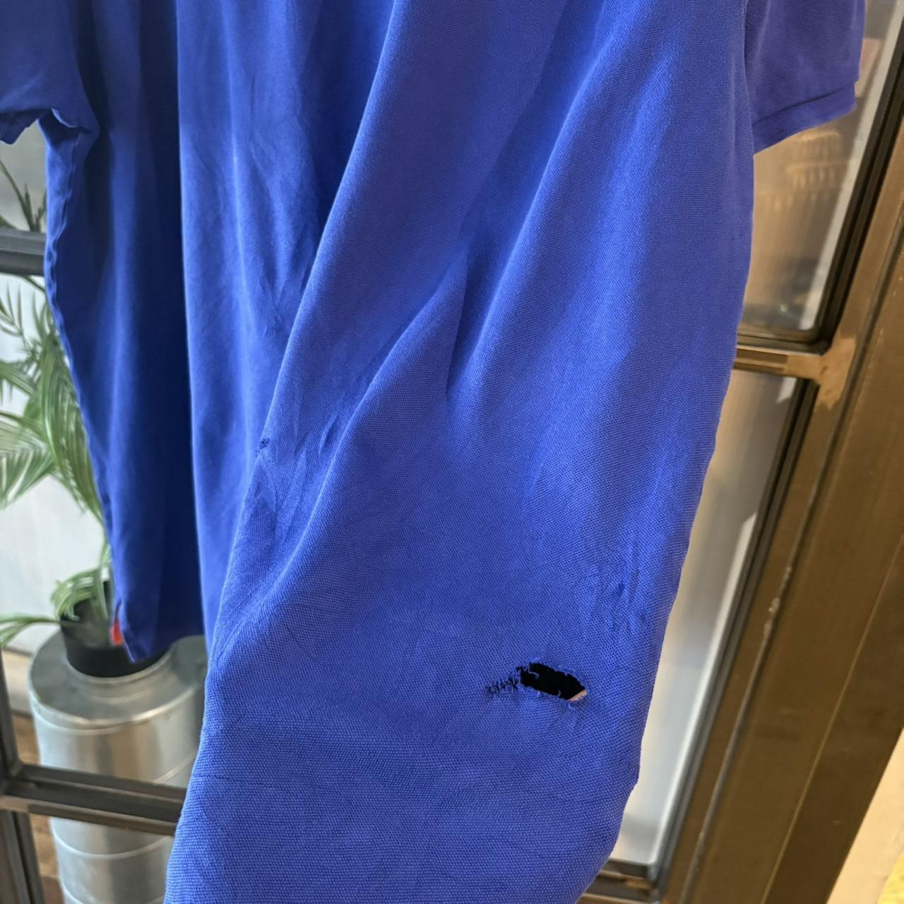 POL583F - Vintage Retro Ralph Lauren Blue Polo Shirt Short Sleeve collared button up top  #Y2K #preppy #chiefkeef #oldmoney #ralphlauren