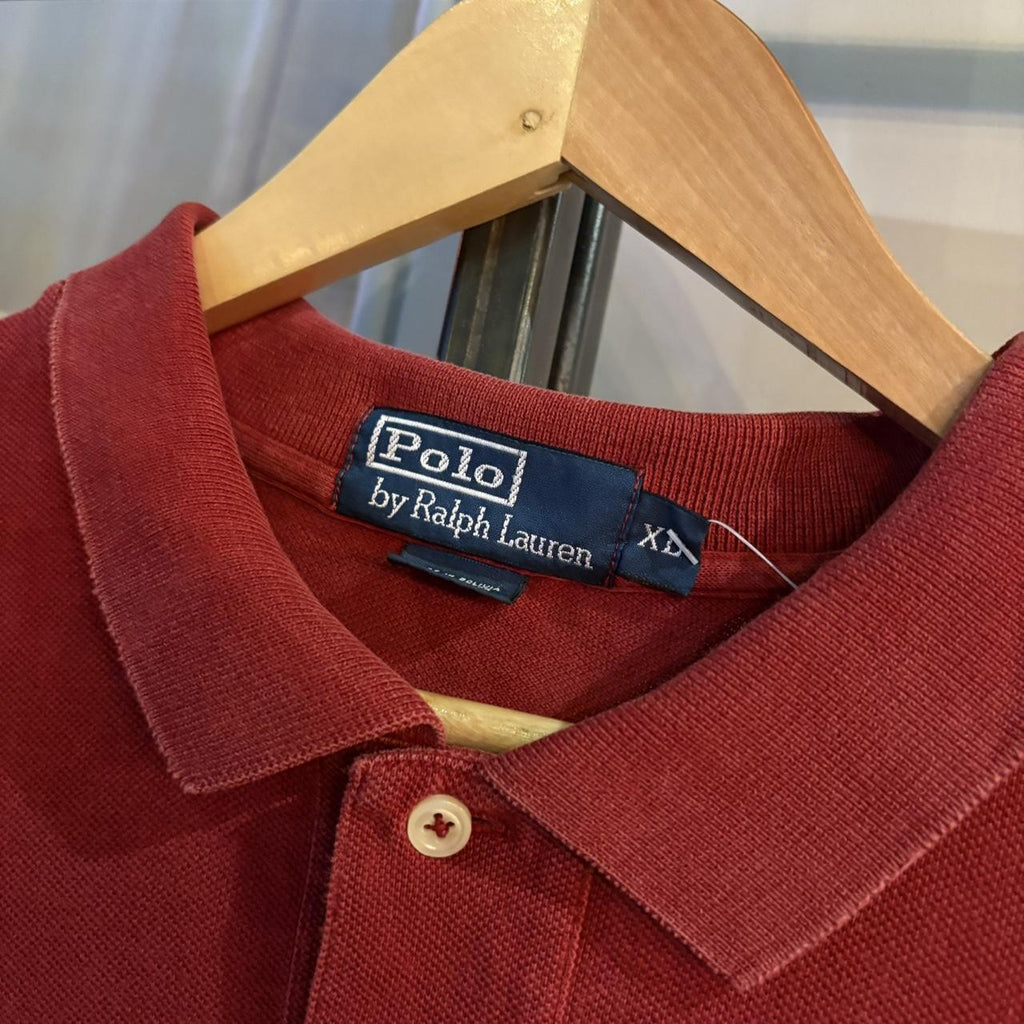 POL324 - Vintage Retro Ralph Lauren Plain Red Polo Shirt Short Sleeve collared button up top #Y2K #preppy #chiefkeef #oldmoney #ralphlauren