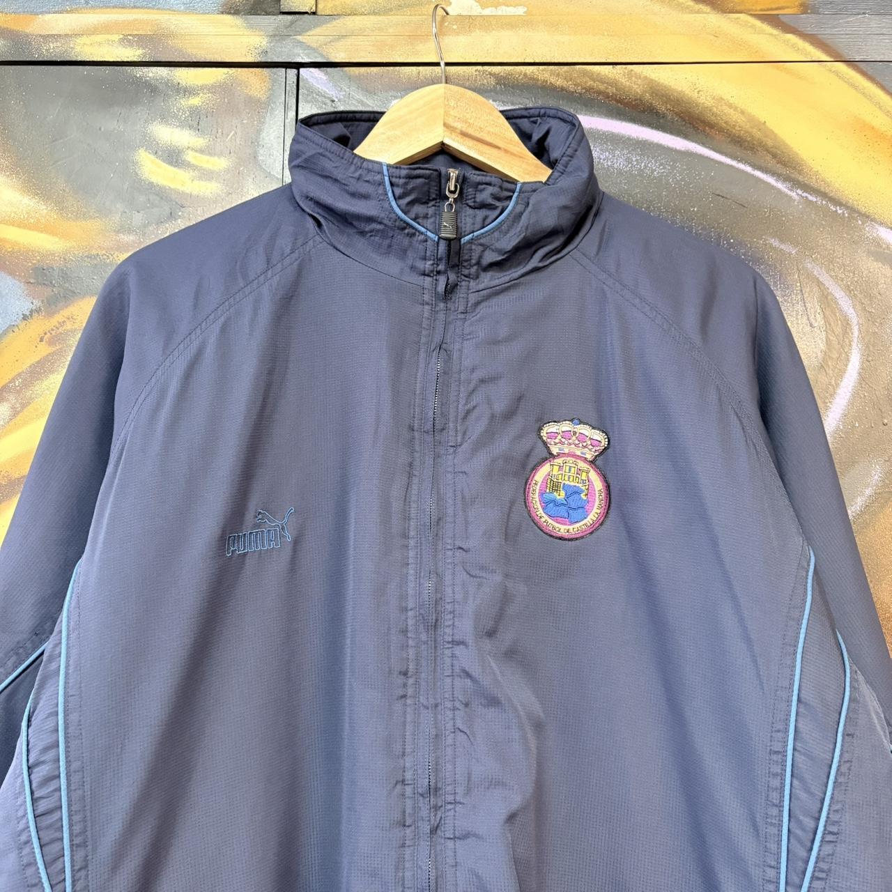 MES1102FK-U - Vintage Retro Essential Navy Puma Football De Castilla Da Mancha Full Zip Trainimg jacket coat #football #futbal #y2k #blokcore #puma
