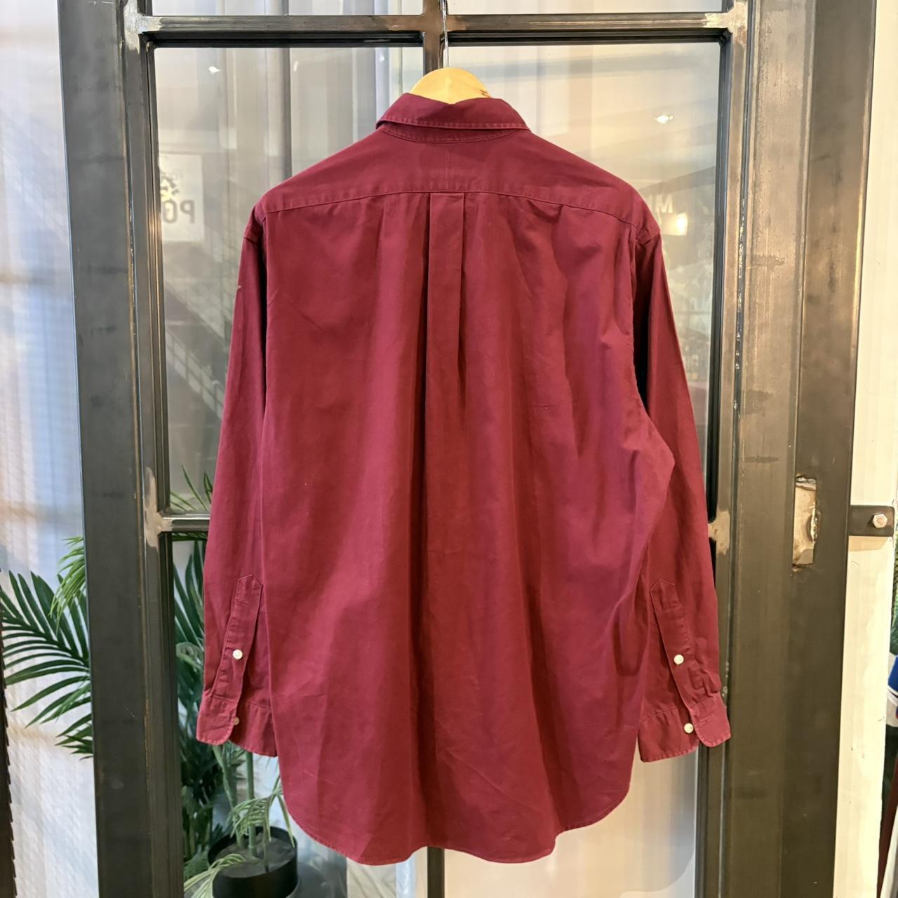 MES1812Z-F - Vintage Ralph Lauren Plain Burgundy Longsleeve collared button up polo shirt top #Y2K #preppy #chiefkeef #smartcasual #oldmoney
