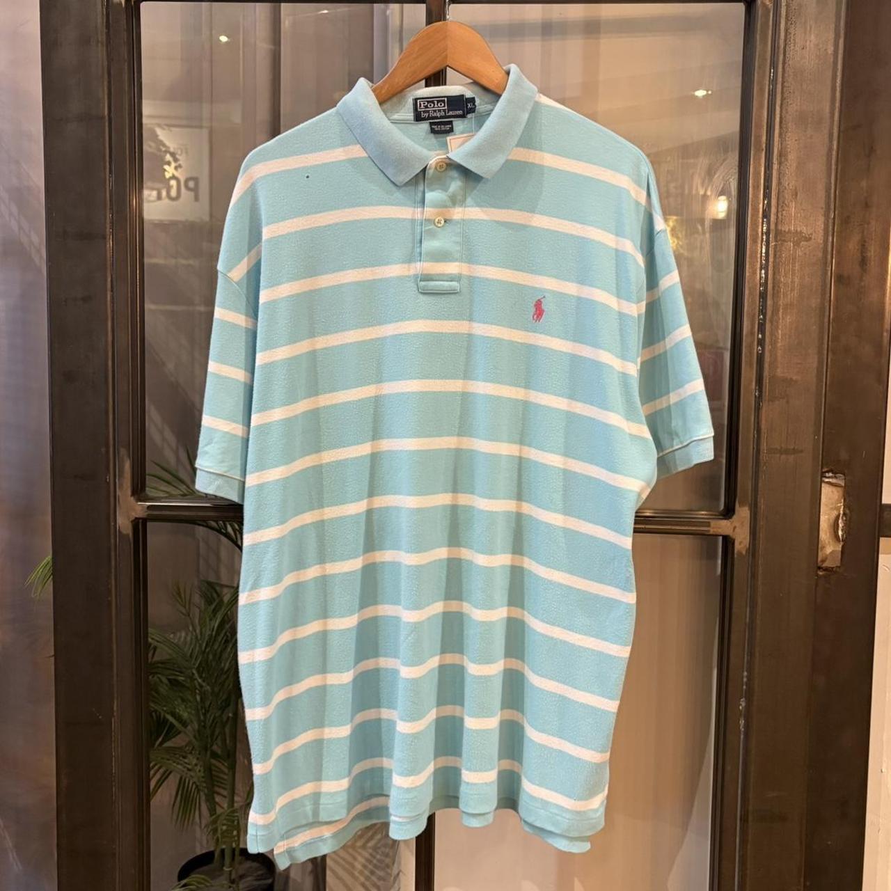POL601-P - Vintage Ralph Lauren Light Blue Striped collared button up polo shirt top #Y2K #preppy #chiefkeef #smartcasual #oldmoney