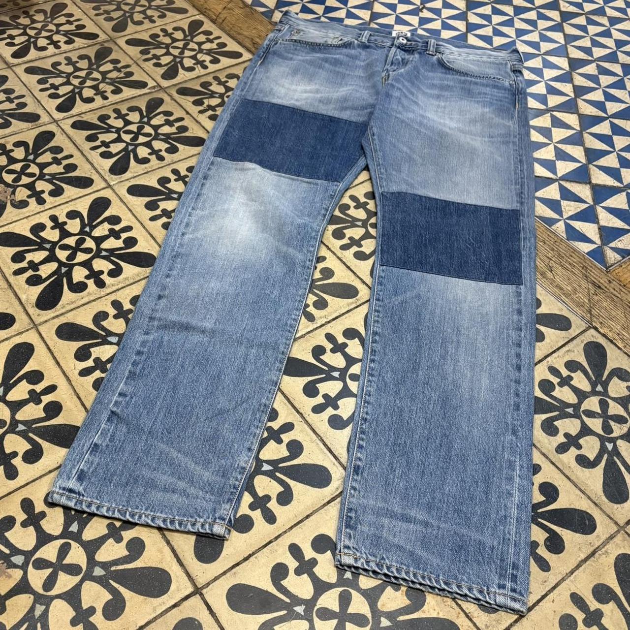 TRW534F - Vintage retro essential Edwin ED-80 Slim Tapered Contrast Two Tone Blue Wash Japanese Denim Jeans Trousers pants #denim #edwin #japanesedenim #slim #tapered