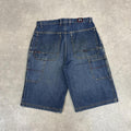 Vintage Dark Blue Wash Bugle Boy Jorts Mens 34” Baggy Wide Leg Skate Surf Denim Jean Shorts Hip Hop Streetwear Y2K